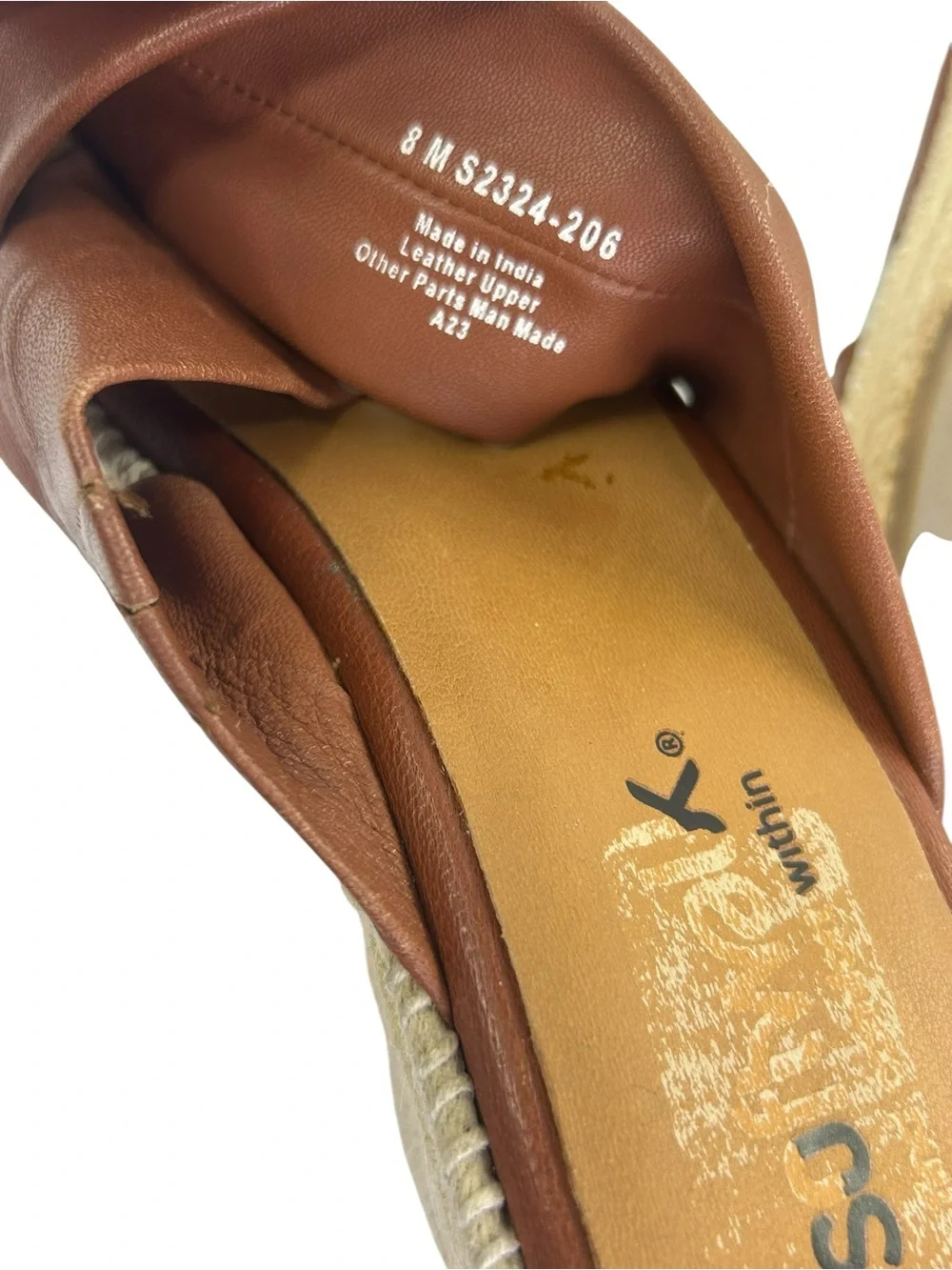 Softwalk Hastings Wedge Espadrilles brown leather cross cross size 8